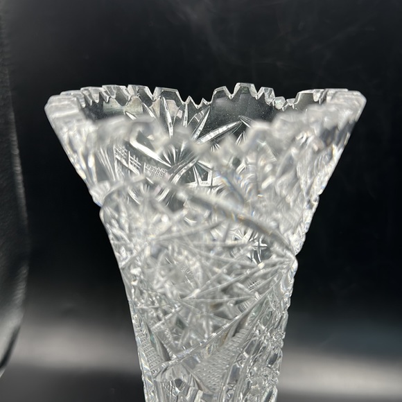 Vintage Hofbauer Crystal Footed Cut Star Vase 6” - Picture 5 of 5